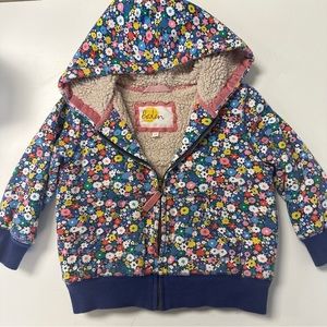 Mini Boden Floral Kids Jacket - Blue and Multicolor